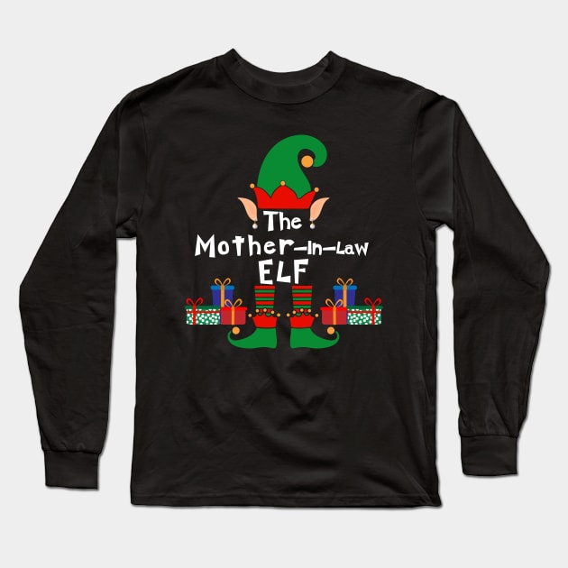 Funny Family Matching Christmas Mother-in-law Elf Long Sleeve T-Shirt by Mind Your Tee
